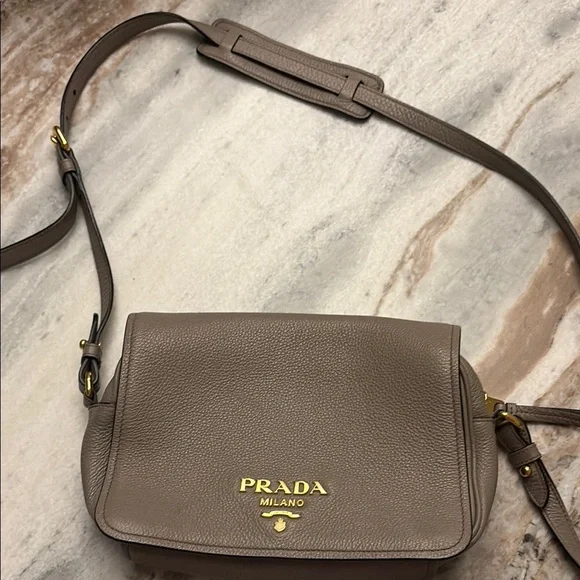 Prada Women's Taupe Leather Crossbody Bag - Picture 1 of 5